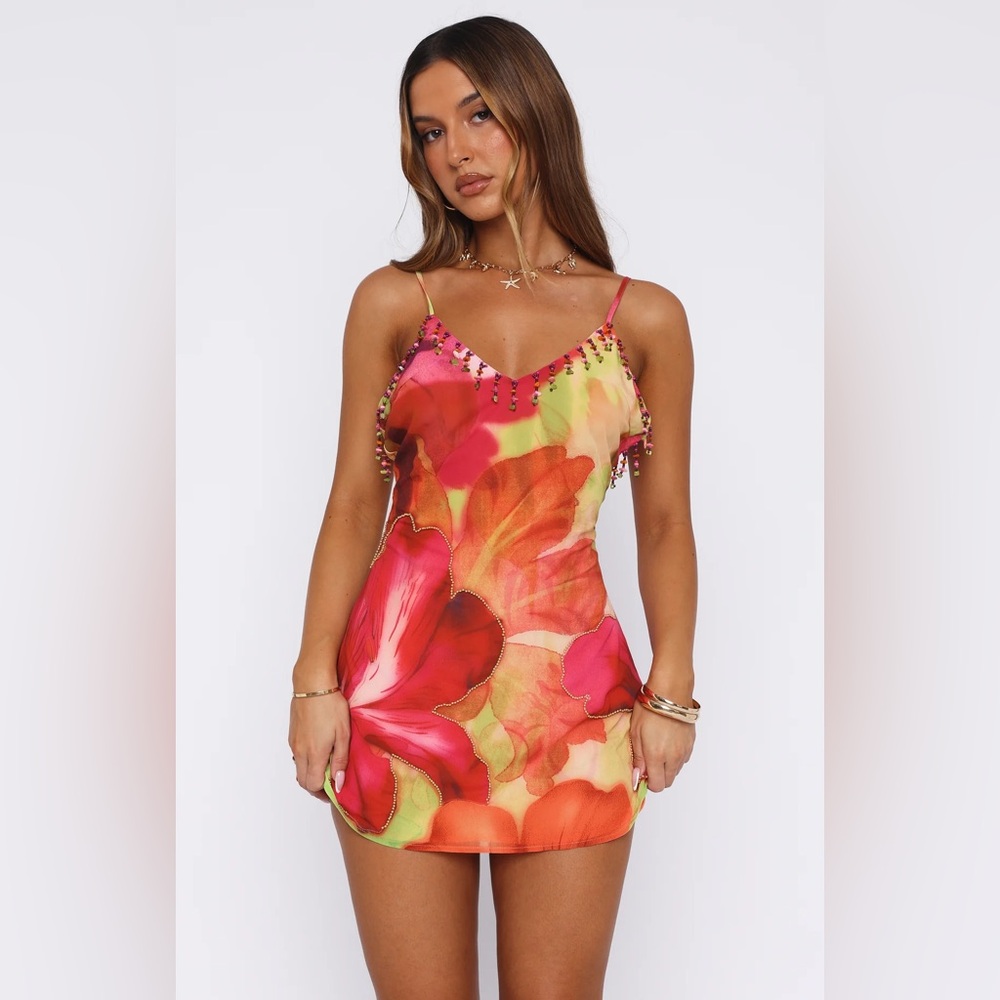 ❌SOLD❌ NWT White Fox Boutique Roman Mini Dress Tropical Bloom